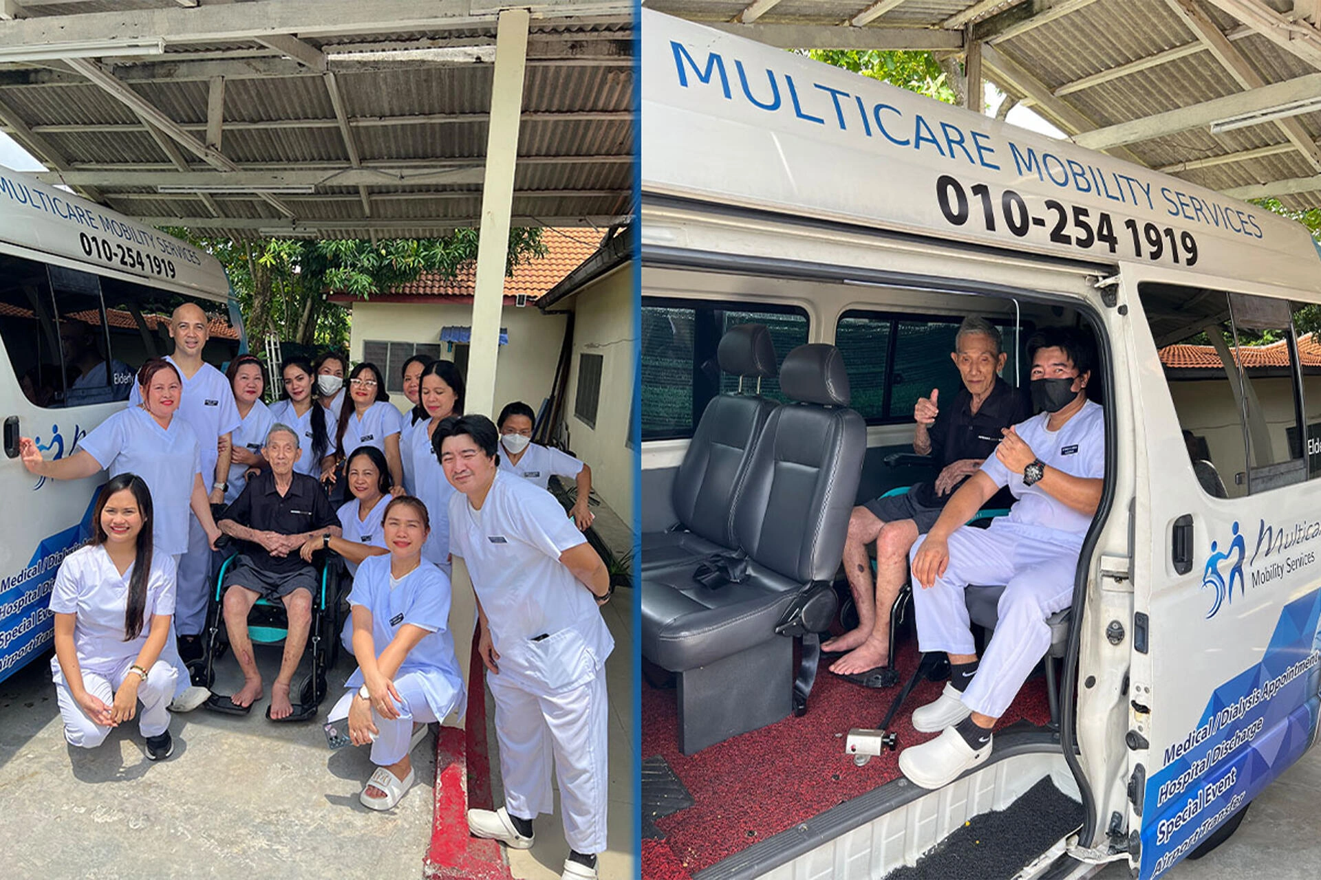 Multicare transport team and wheelchair accessible van